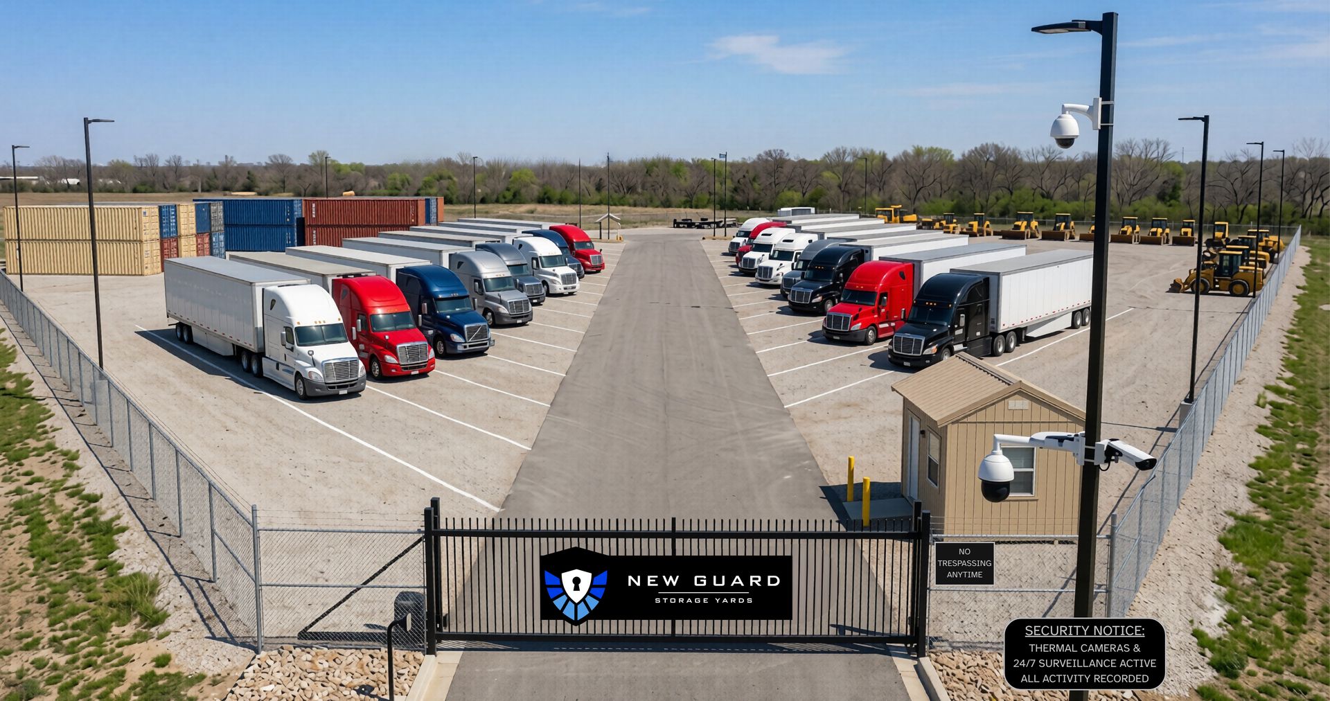 Semi-truck and trailer parking at New Guard